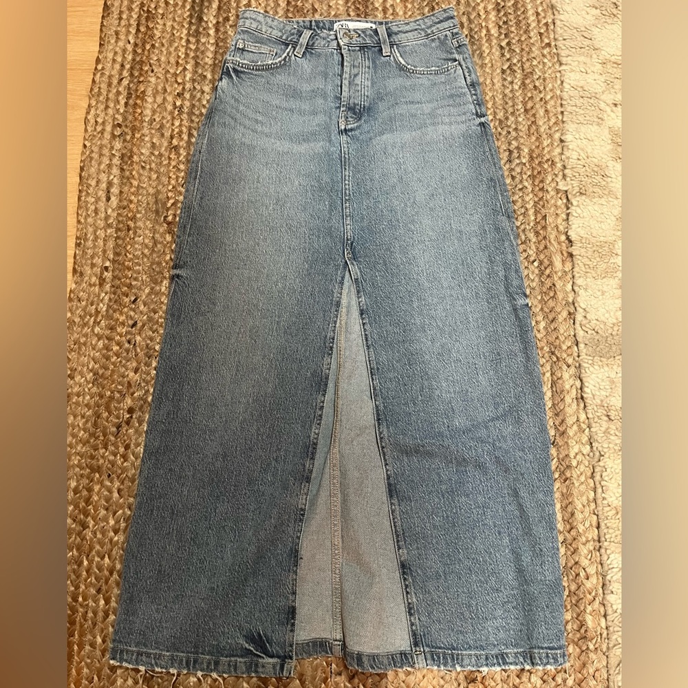 Long denim skirt